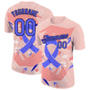 Custom Medium Pink Powder Blue-Black 3D Pattern Design World Cancer Day Performance T-Shirt