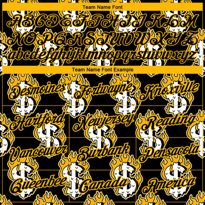 Custom Black Gold 3D Pattern Design Burnfiring Dollar Sign Money Theme Performance T-Shirt