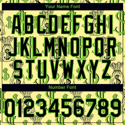 Custom Light Yellow Black-Aurora Green 3D Pattern Design Dollar Sign Money Theme Performance T-Shirt