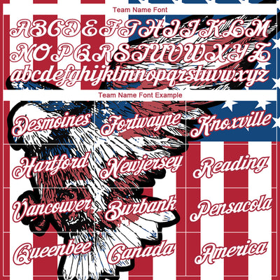 Custom White Red-Royal 3D American Flag And Eagle Performance T-Shirt