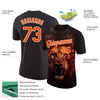 Custom Black Orange-White 3D Pattern Design Animal Lion Performance T-Shirt