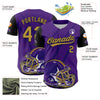 Custom Purple Old Gold-Black 3D Pattern Design Football Helmet And Animal Claw Authentic Baseball Jersey