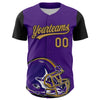 Custom Purple Old Gold-Black 3D Pattern Design Football Helmet Authentic Baseball Jersey