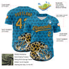 Custom Panther Blue Old Gold-Black 3D Pattern Design Football Jaguar Helmet And Ball Authentic Baseball Jersey