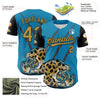 Custom Panther Blue Old Gold-Black 3D Pattern Design Football Jaguar Helmet And Animal Claw Authentic Baseball Jersey