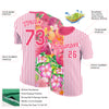 Custom Neon Pink White 3D Tropical Hawaii Palm Leaves And Flower Performance T-Shirt