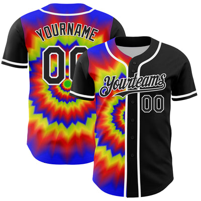 Custom Black White 3D Pattern Design Rave Psychedelic Authentic Baseball Jersey