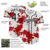 Custom White Black-Red 3D Pattern Design Rave Splash Authentic Baseball Jersey