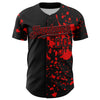 Custom Black Red 3D Pattern Design Rave Halloween Skull Authentic Baseball Jersey