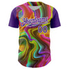 Custom Purple White 3D Pattern Design Rave Psychedelic Liquid And Skull Authentic Baseball Jersey