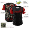 Custom Black Red 3D Pattern Design Rave Gothic Style Authentic Baseball Jersey