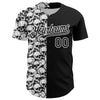 Custom Black White 3D Pattern Design Rave Skull Authentic Baseball Jersey