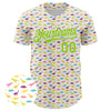 Custom White Neon Green 3D Pattern Design Animal Dinosaur Authentic Baseball Jersey