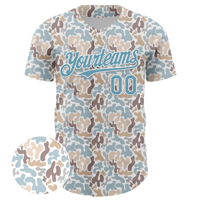 Custom White Shadow Blue 3D Pattern Design Abstract Spots Authentic Baseball Jersey