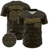 Custom Black Old Gold 3D Pattern Design Hearts Authentic Baseball Jersey