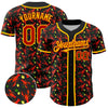 Custom Black Red-Yellow 3D Pattern Design Animal Lobster Fruit Lemon Authentic Baseball Jersey