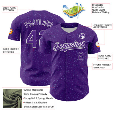 Custom Purple White 3D Pattern Design Dots Authentic Baseball Jersey