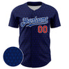 Custom Navy Red-Royal 3D Pattern Design Hearts Authentic Baseball Jersey