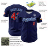 Custom Navy Red-Royal 3D Pattern Design Hearts Authentic Baseball Jersey