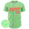 Custom Pea Green Pink-Yellow 3D Pattern Design Geometric Shape Authentic Baseball Jersey