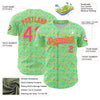 Custom Pea Green Pink-Yellow 3D Pattern Design Geometric Shape Authentic Baseball Jersey