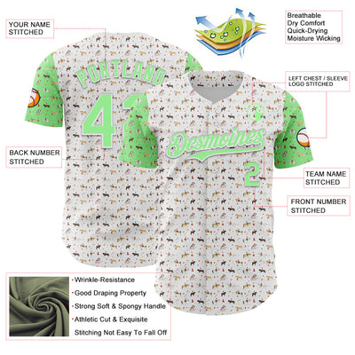 Custom White Pea Green 3D Pattern Design Rodeo Cowboy Authentic Baseball Jersey