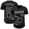 Custom Black White 3D Pattern Design Knight Hero Art Authentic Baseball Jersey