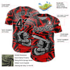 Custom Red Black-White 3D Pattern Design Knight Hero Art Authentic Baseball Jersey