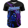 Custom Black Thunder Blue-Purple 3D Pattern Design Knight Hero Art Authentic Baseball Jersey