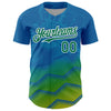 Custom Panther Blue Kelly Green-White 3D Pattern Design Animal Lion Authentic Baseball Jersey