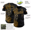 Custom Black Old Gold 3D Pattern Design Animal Lion Authentic Baseball Jersey