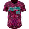 Custom Crimson Teal-Black 3D Pattern Design Animal Dragon Authentic Baseball Jersey