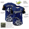 Custom US Navy Blue Silver-Black 3D Pattern Design Football Helmet And Animal Claw Authentic Baseball Jersey