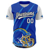 Custom Thunder Blue White-Black 3D Pattern Design Football Helmet And Animal Claw Authentic Baseball Jersey