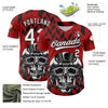 Custom Red White-Black 3D Pattern Design Football Skull Helmet Authentic Baseball Jersey