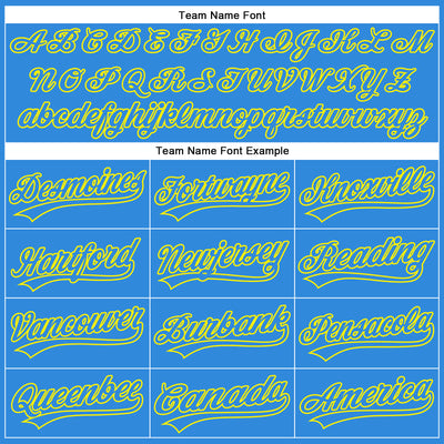 Custom Electric Blue Light Yellow 3D Pattern Design Champion Trophy Authentic Baseball Jersey