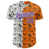 Custom Bay Orange Purple-White 3D Pattern Halloween Authentic Baseball Jersey