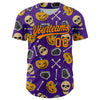 Custom Purple Bay Orange-Black 3D Pattern Halloween Skull Authentic Baseball Jersey