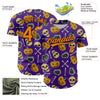 Custom Purple Bay Orange-Black 3D Pattern Halloween Skull Authentic Baseball Jersey