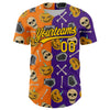 Custom Purple Yellow Bay Orange-Black 3D Pattern Halloween Skull Authentic Baseball Jersey