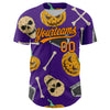 Custom Purple Bay Orange-Black 3D Pattern Halloween Skull Authentic Baseball Jersey