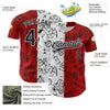 Custom Red Black-White 3D Pattern Halloween Authentic Baseball Jersey