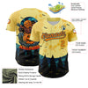 Custom Light Yellow Bay Orange-US Navy Blue 3D Pattern Halloween Authentic Baseball Jersey