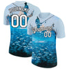 Custom Light Blue White-Black 3D Pattern Design Fishing Performance T-Shirt