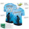 Custom Sky Blue White-Black 3D Pattern Design Fishing Performance T-Shirt