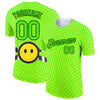 Custom Pea Green Neon Yellow-Black 3D Pattern Design Smile Emoji Performance T-Shirt