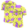 Custom Light Yellow Medium Purple-Black 3D Pattern Design Smile Emoji Performance T-Shirt