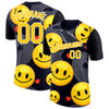 Custom Black Yellow-White 3D Pattern Design Smile Emoji Performance T-Shirt