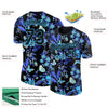 Custom Black Sky Blue 3D Pattern Design Flower With Butterfly Performance T-Shirt