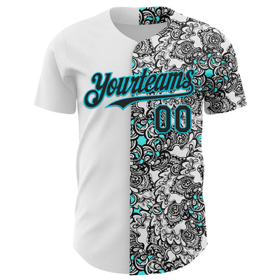 Custom White Black-Lakes Blue 3D Pattern Design Vintage Tattoos Authentic Baseball Jersey